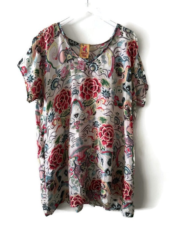 Johnny Was Dresses & Skirts - Johnny Was 100% Silk size 2X multicolored short kaftan dress